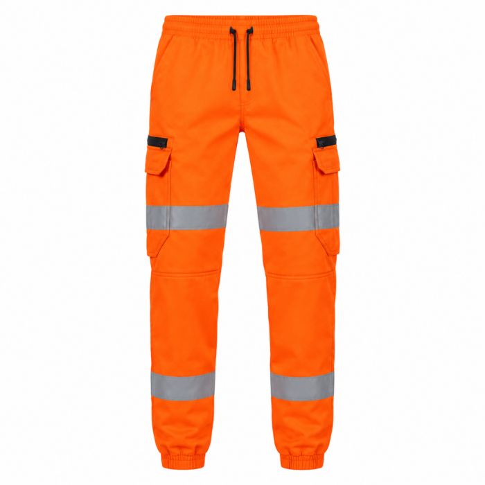 Mens Hi Vis Fleece Pants - Reflective Tape Cargo Safety Trousers