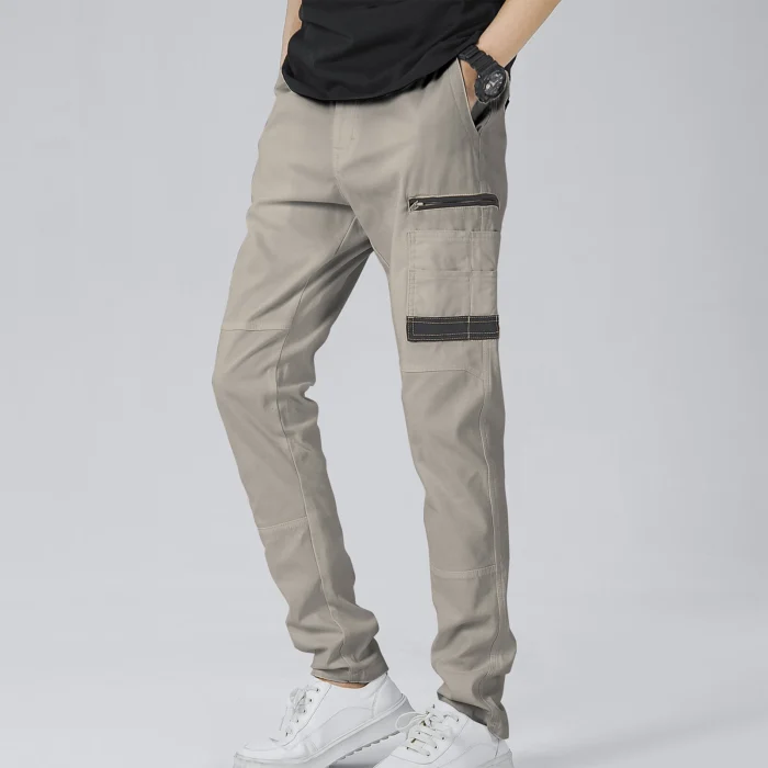 Mens Cotton Drill Cargo Work Pants - UPF50+ Multi-Pocket Tradie Trousers