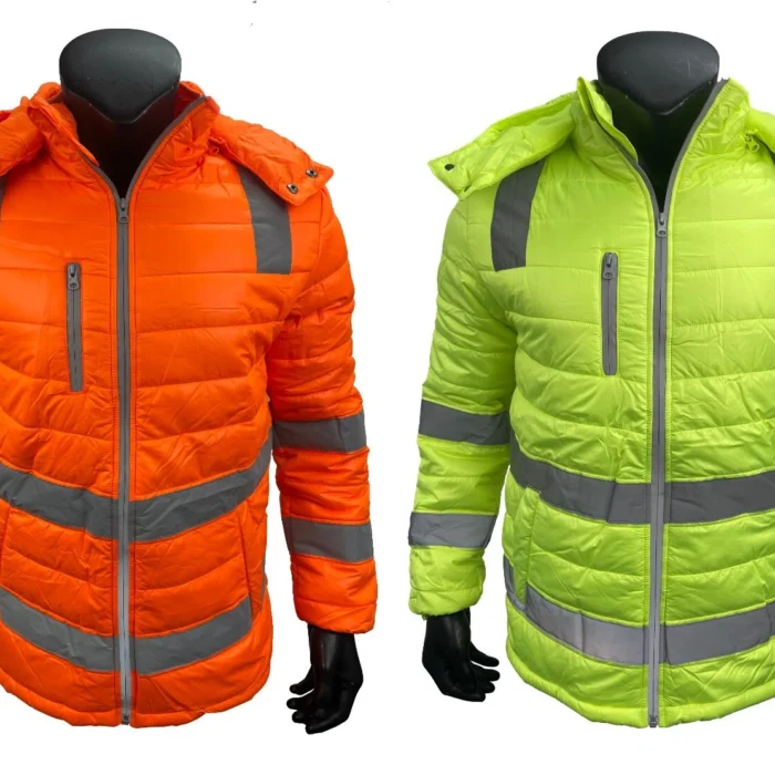 Hi-Vis Reflective Puffer Jacket - Full Zip Winter Warm Safety Coat