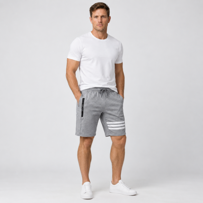Men's Athletic Shorts with Elastic Drawstring Waist & Zipper Pockets